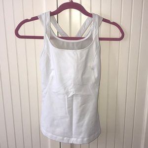 Lululemon white mesh criss cross tank top